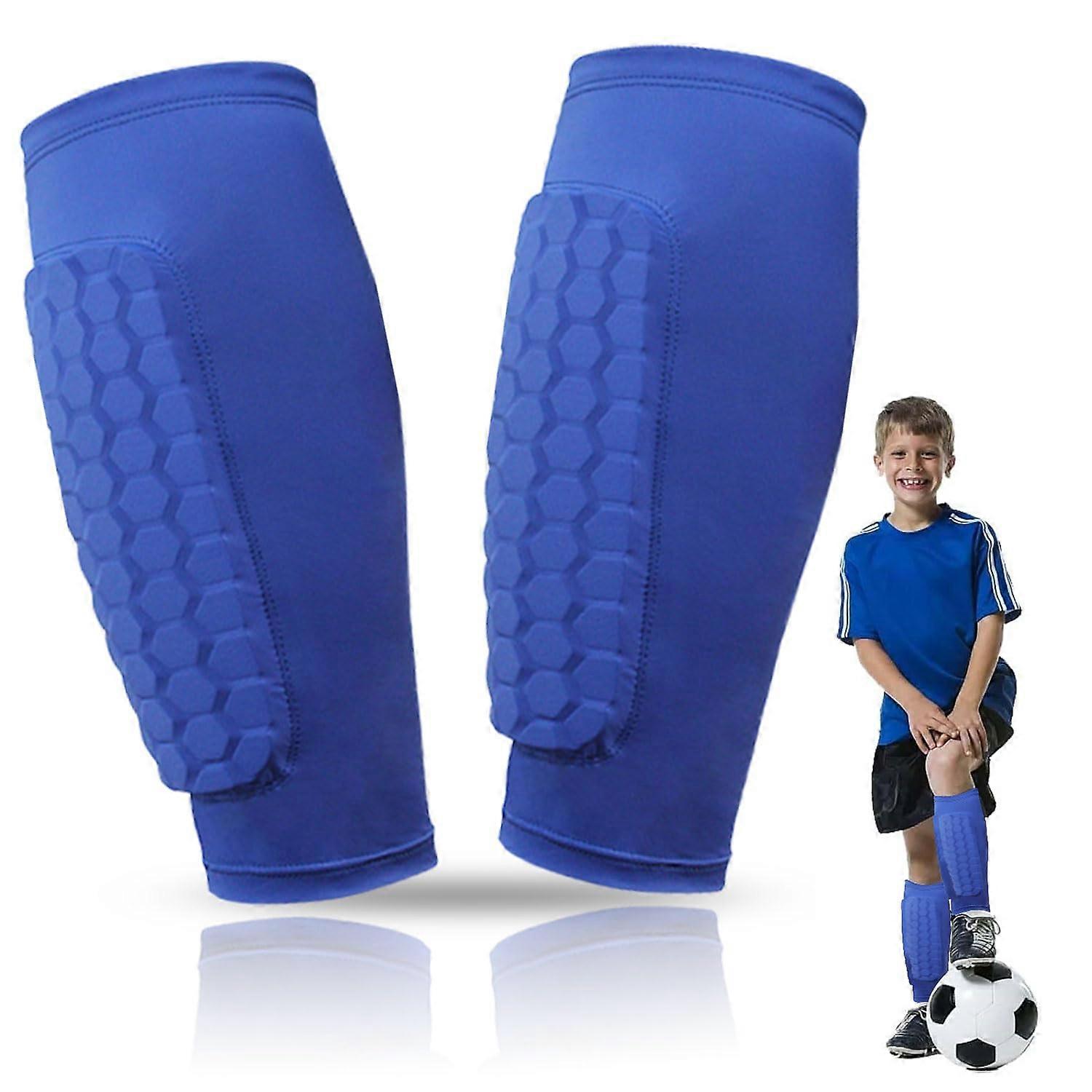 ImpactResistant Football Shin Guards for Adults Youth Blue M