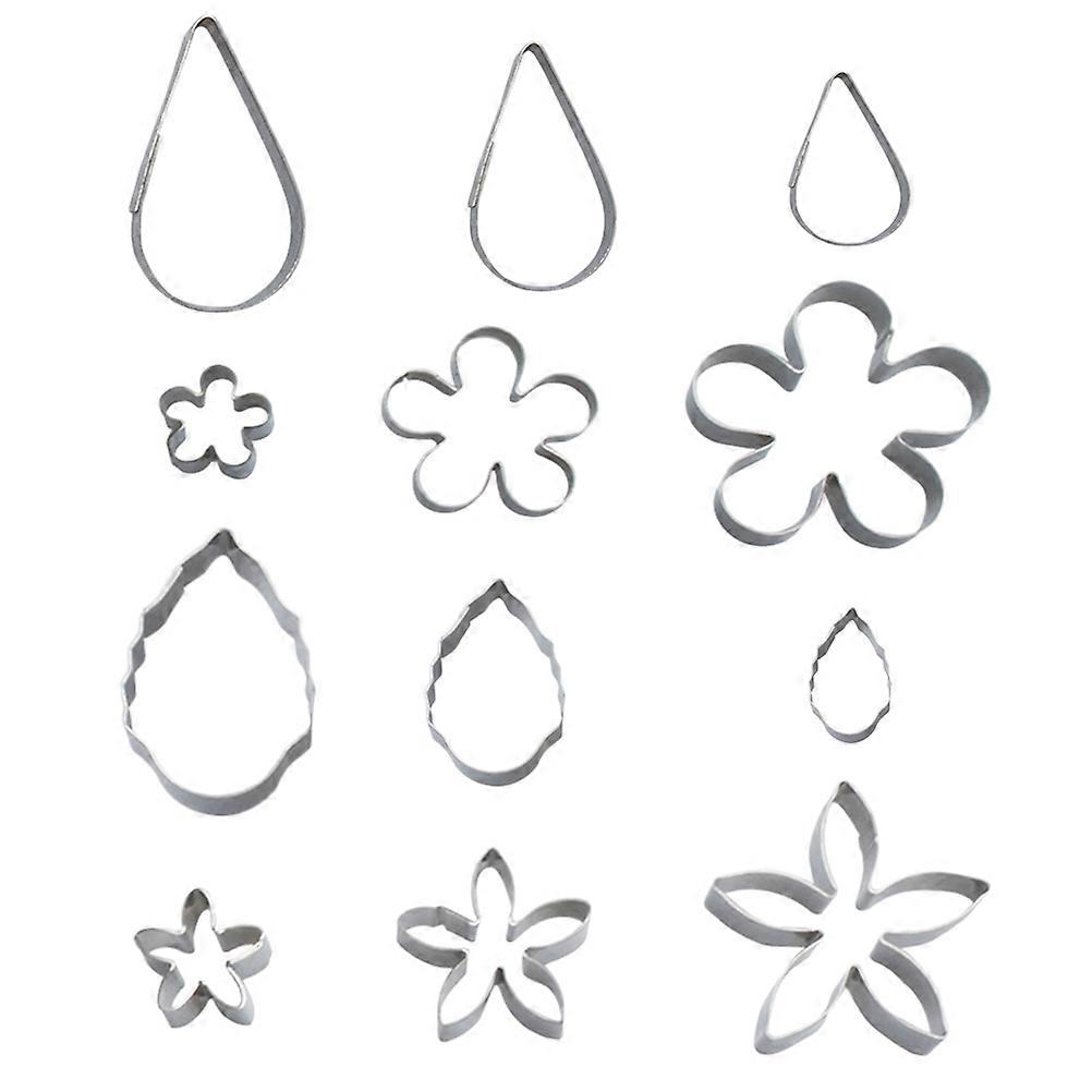 Blomsterkake i rustfritt stål for baking 12 stykker sett sølvfarge