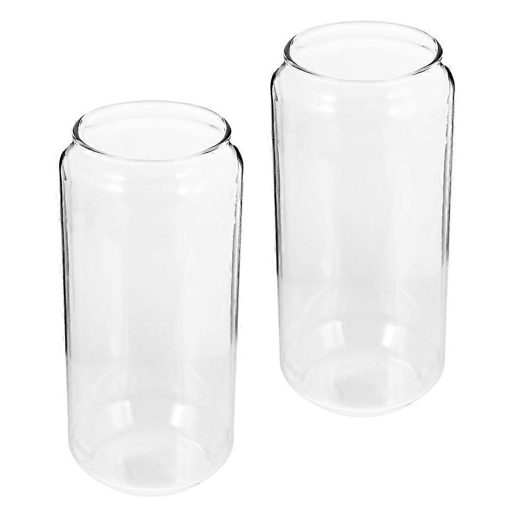 Classic Can Shaped Glass Drinking Cups Heat Resistant, Lightweight Beverage Mugs with Smooth Rim and Easy Grip Handle for Juice, Milk, Tea, and