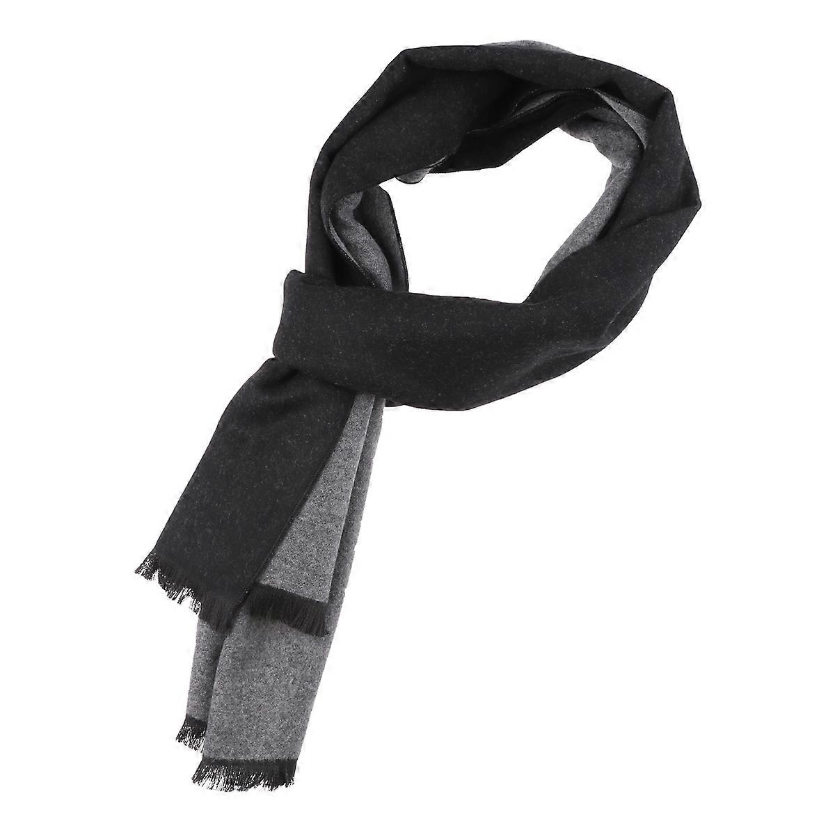 Elegant Black And Grey Winter Scarf For Men Keeps Warm In Cold Weather 1Set
