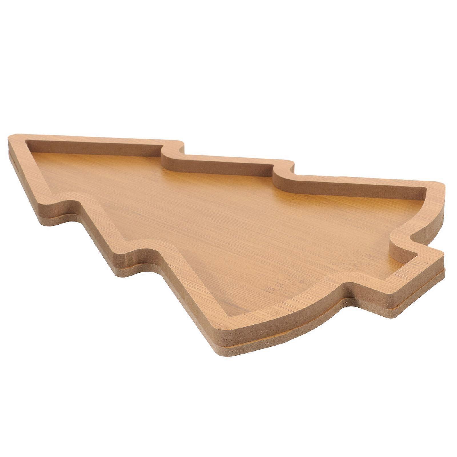 Wooden Christmas Serving Tray with Compartments – Multifunctional Holiday Snack Plate for Home, Office, and Picnic Use