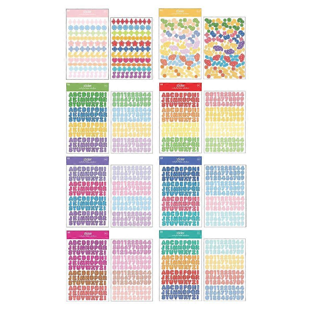 Stickers Alphabet And Numbers 16 Sheets Self-Adhesive For Scrapbooking DIY Projects Assorted Color Decorative Crafting