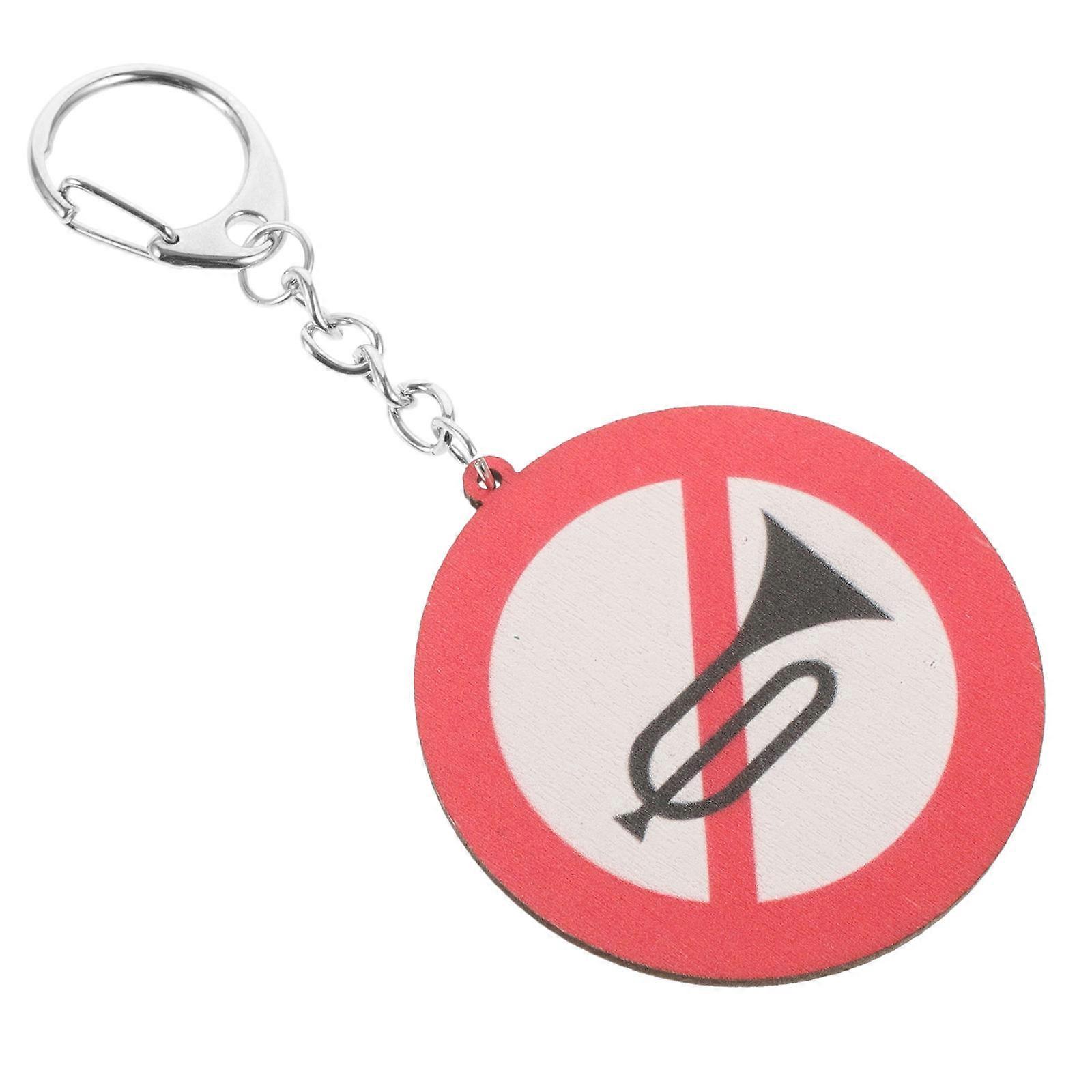 Stylish Wood and Zinc Alloy Keychain with No Honking Sign Design for Decoration 1.5 Inches