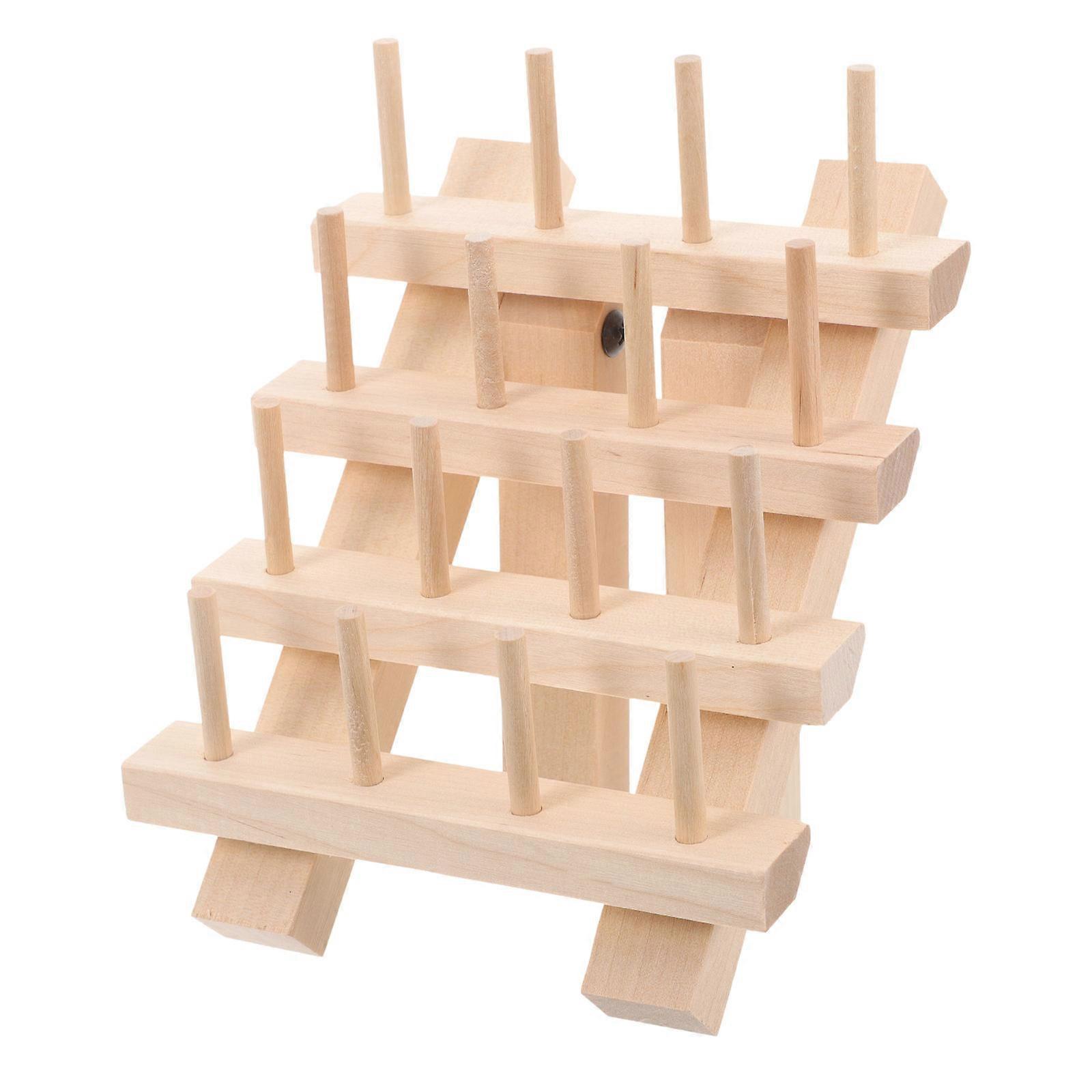 Wooden Thread Spool Holder for Sewing Crafts Practical Storage Solution Khaki Color