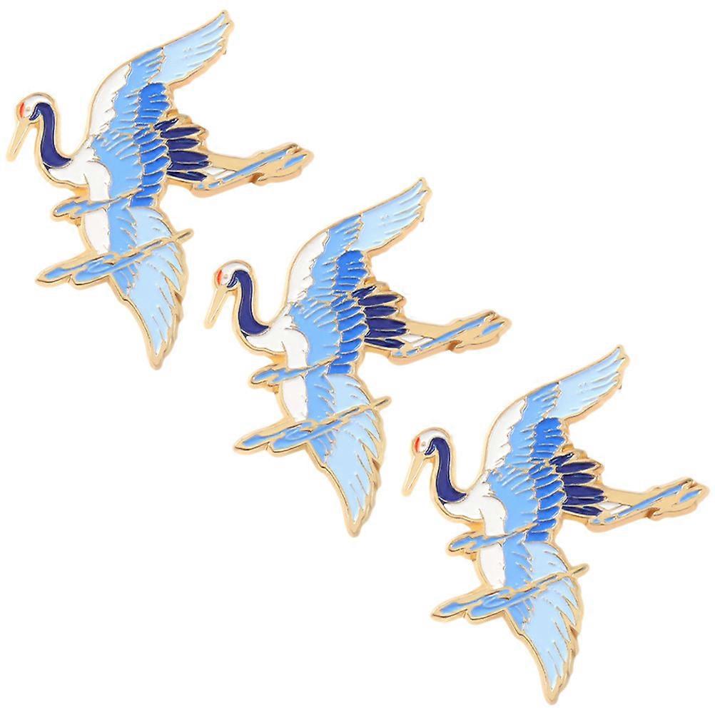 Elegant Crane Shaped Brooches for Clothing Decor with Creative Design 3pcs Multi Alloy