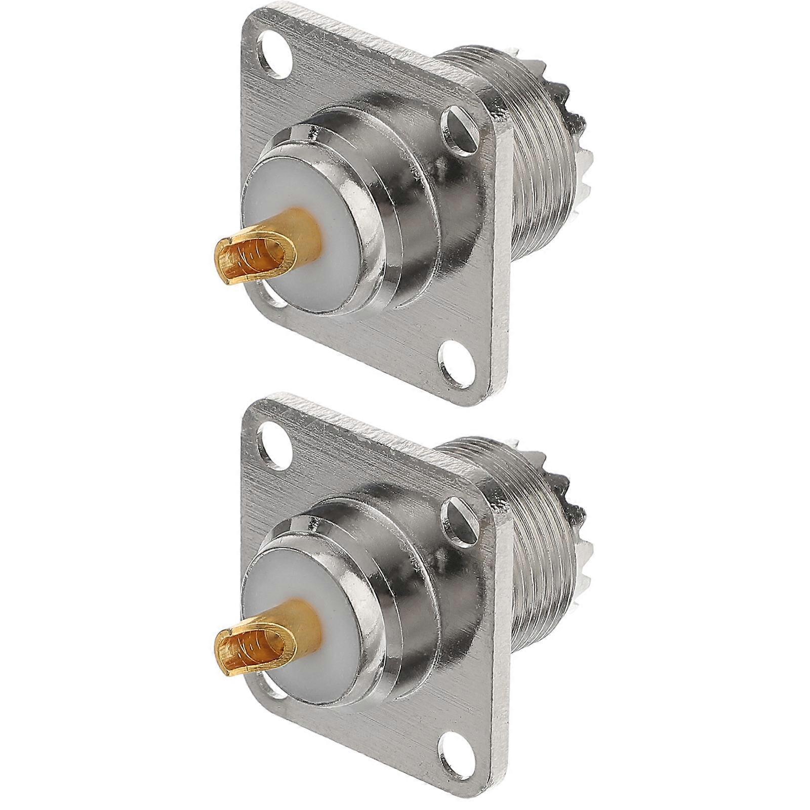 Durable Coax Connector with 4-Hole Flange Panel for Easy Installation Silver 2 Pieces