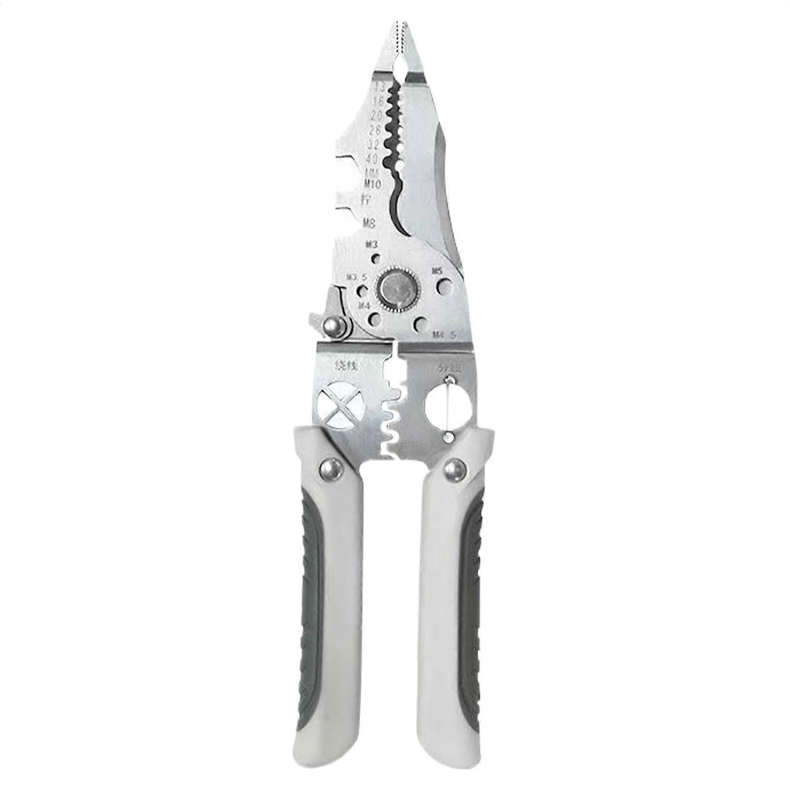 Wire Crimper, Stripping Tool - Professional Electrician Hand Tool for Cutting, Crimping, Winding, and Splitting Wire