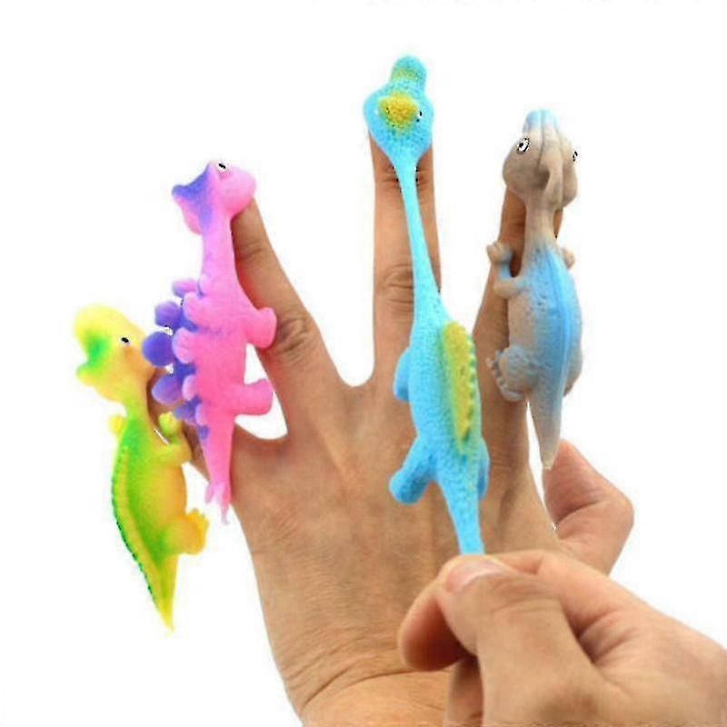 10pcs Lingshot Dinosaur Fingers Game with Flight & Stress-resistant Elastic Toy