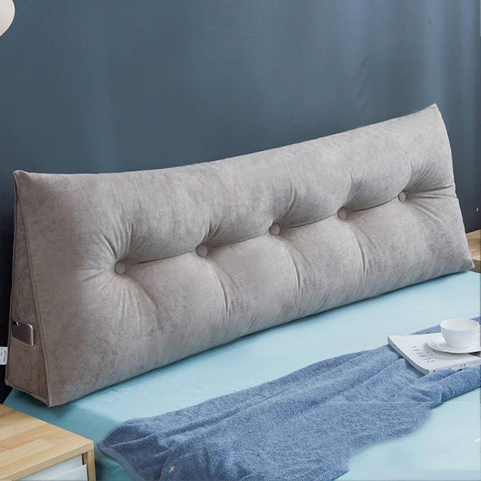 Triangular Headboard Pillow Wedge Reading Bed Rest with Removable Cover, 80x50x20cm F