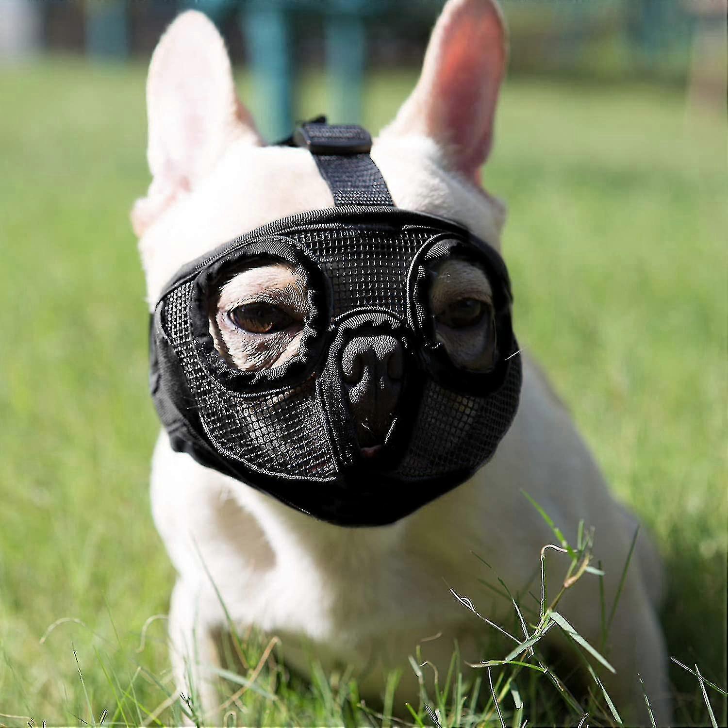 Adjustable Breathable Dog Muzzle for English Bulldog, French Bulldog, Pekingese, Shih Tzu, Pug - Soft & Secure Fit