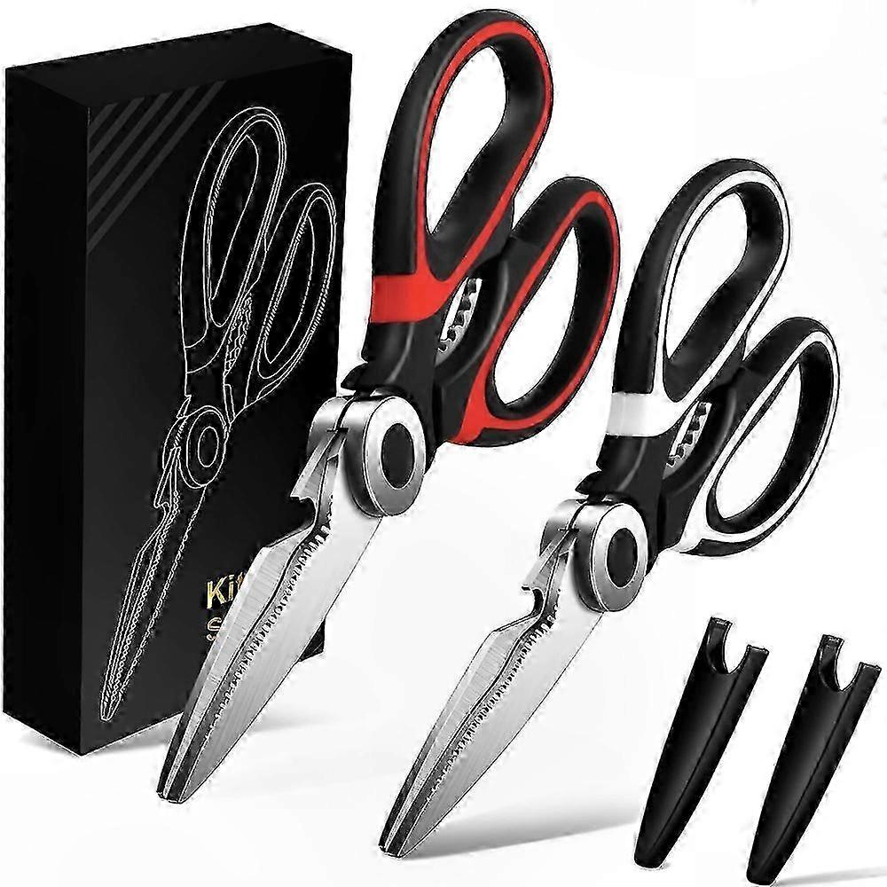 Multipurpose Stainless Steel Kitchen Shears, Heavy Duty Sharp Scissors for Cooking, 2 Pack Utility Scissors for Home and Professional Use