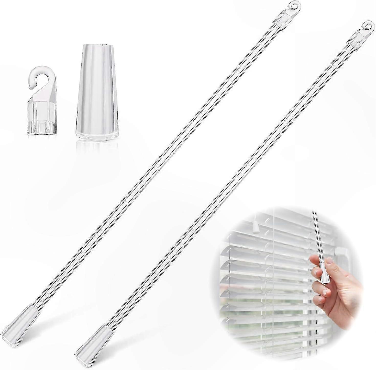 2-Pack 12" Clear Plastic Vertical Blind Wands for Window Blinds Replacement