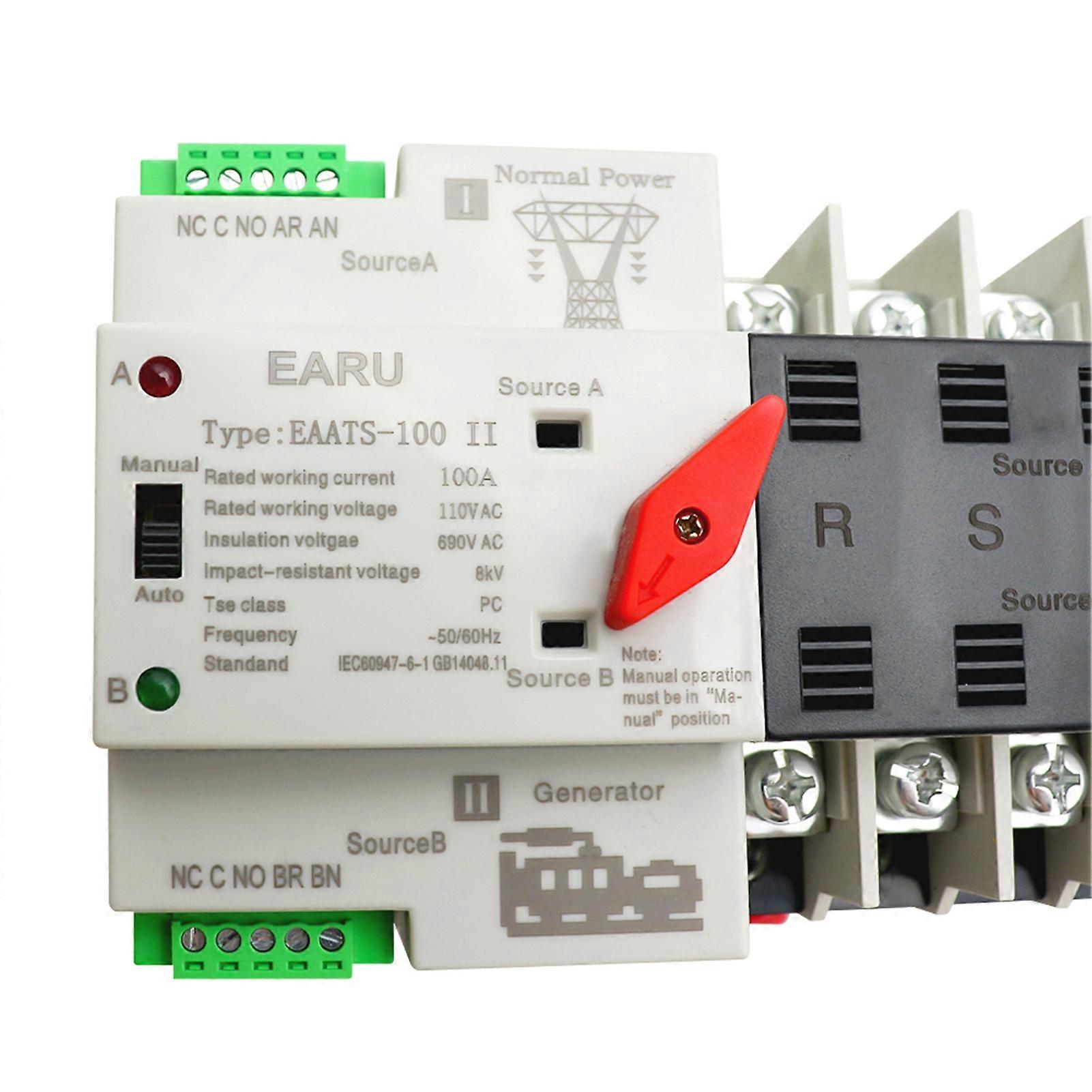 Household Power Transfer Switch Dual Power Manual Automatic 2 Modes Compact Automatic Transfer Switch