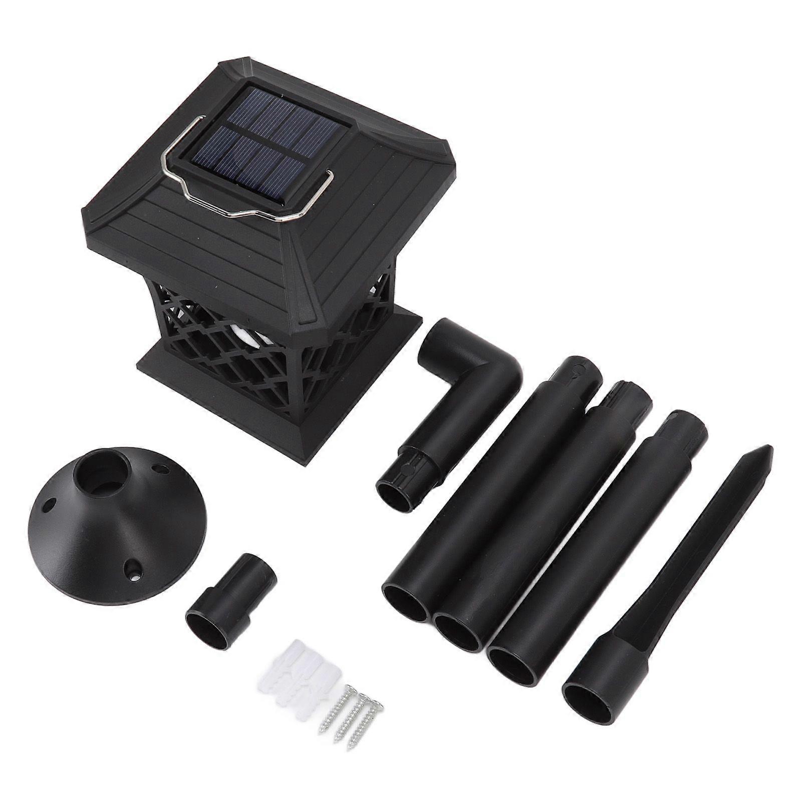 LED Solar Flame Lights with Simulation Flickering Flame Grid Shape for Outdoor Garden Landscape Light Lantern