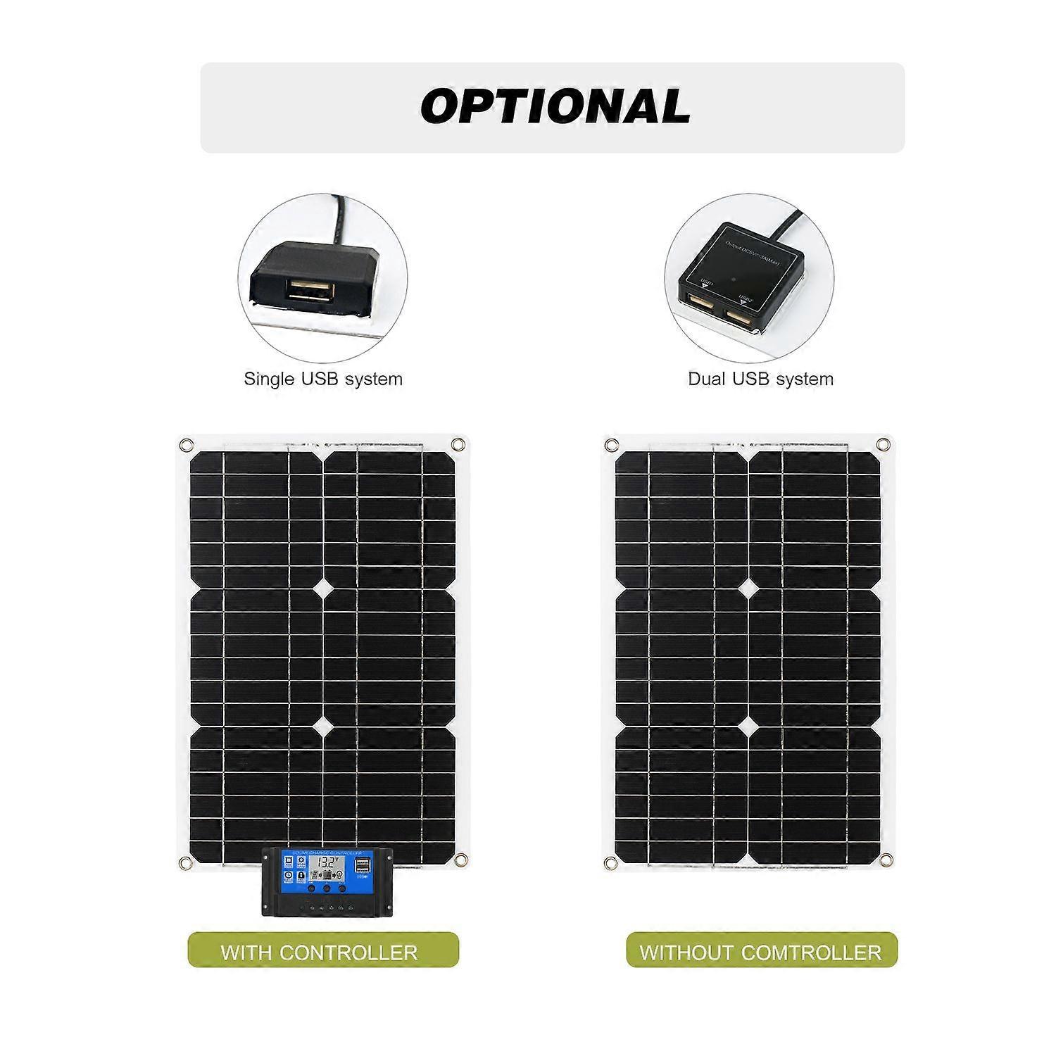 18W 12V Solar Panel Kit Off Grid Monocrystalline Module with SAE Connection Cable Kits