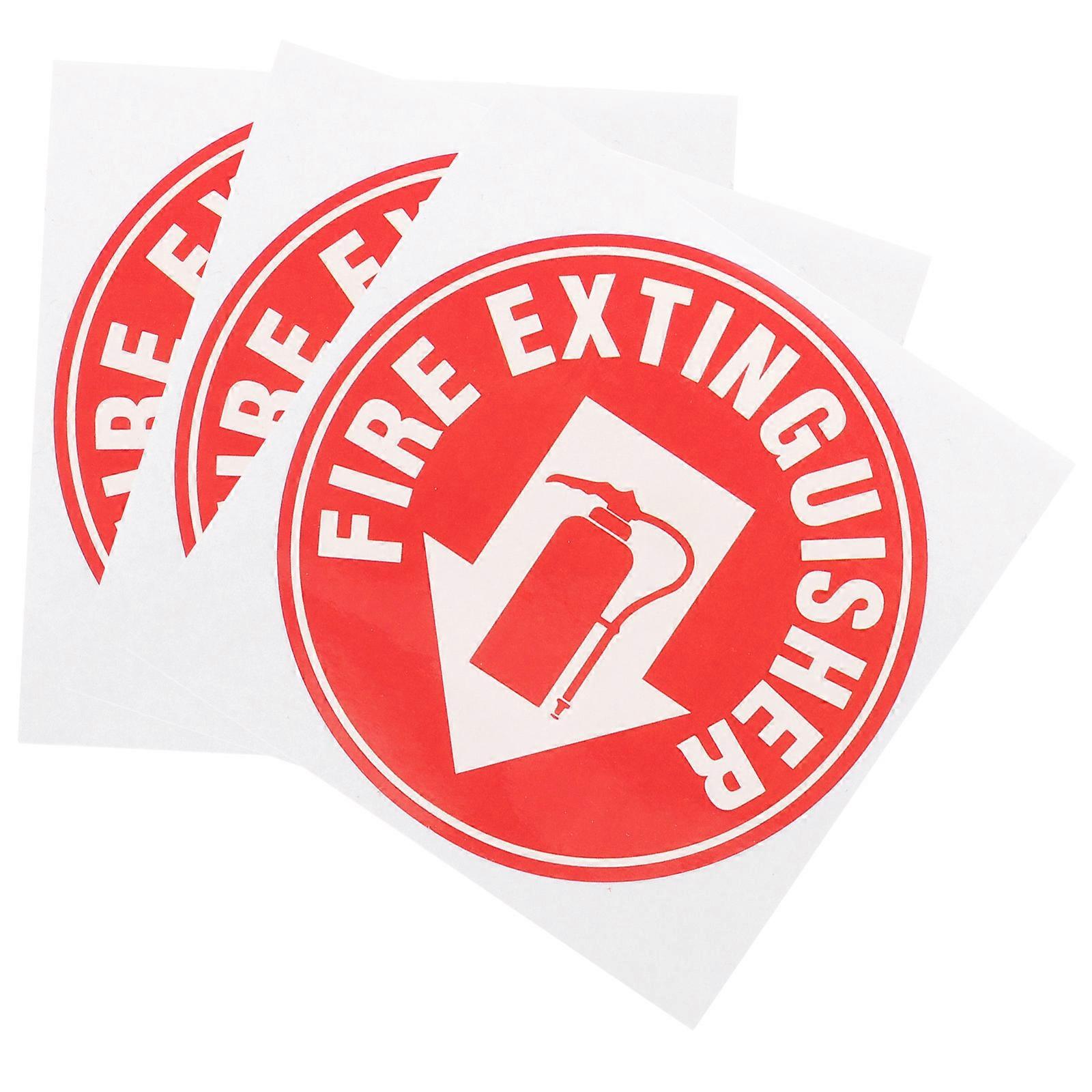 Fire Extinguisher Sign Stickers Round Self Adhesive Safety Decals 3pcs Easy to Read Labels for Home Office and More