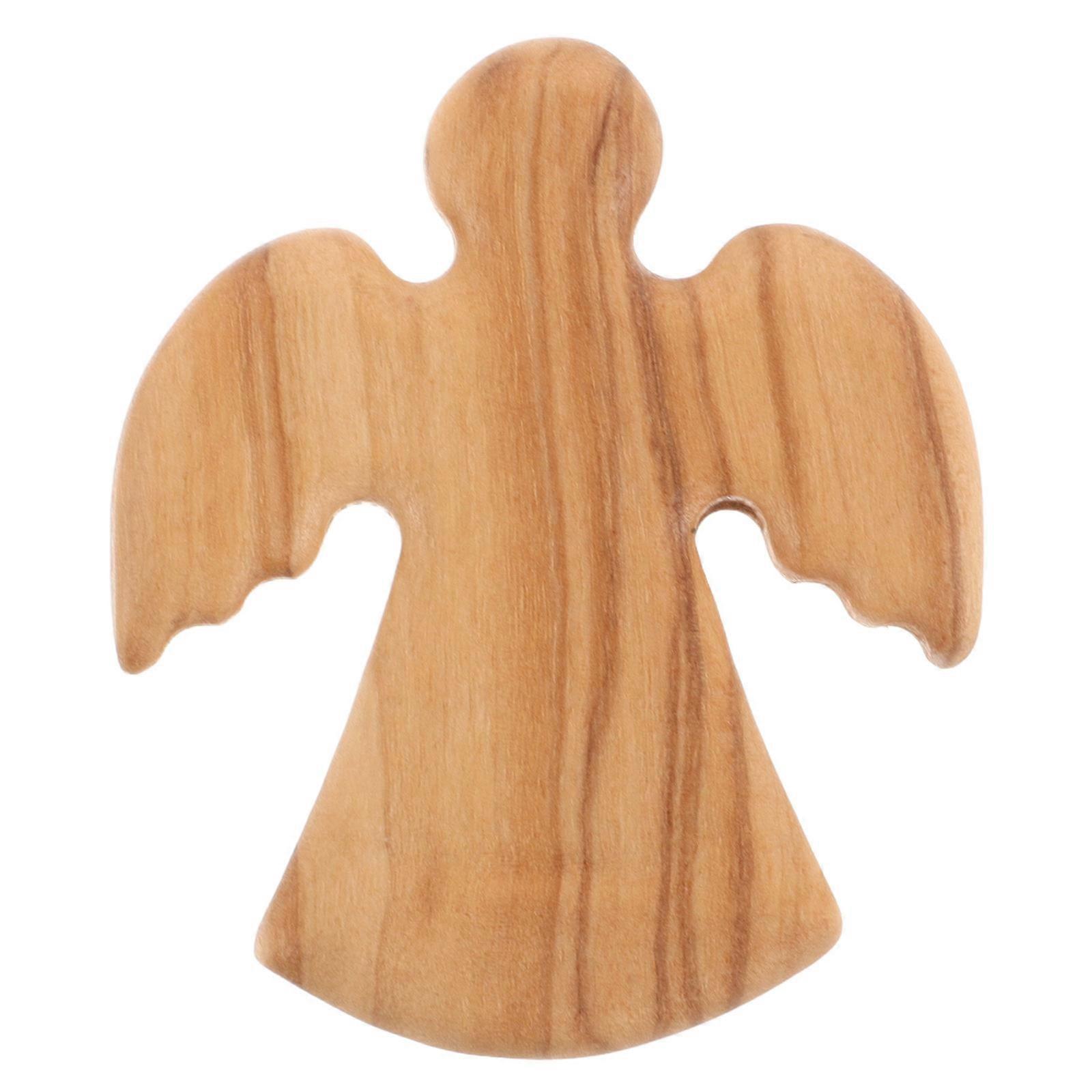 Handcrafted Beige Wood Angel Statue for Decor Small Size Perfect for tabletop and Blessing Present