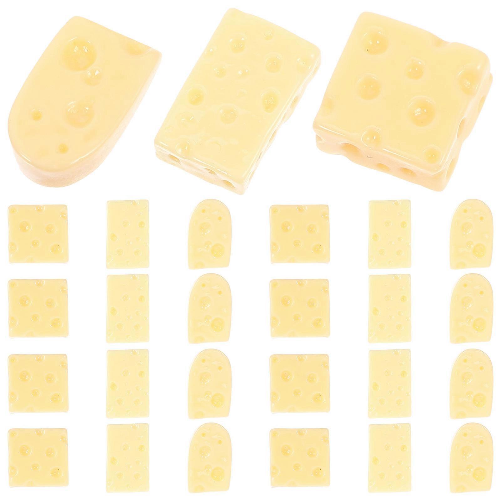 Miniature Cheese Models for Decor Yellow Resin Material 60pcs Simulated Cake Props