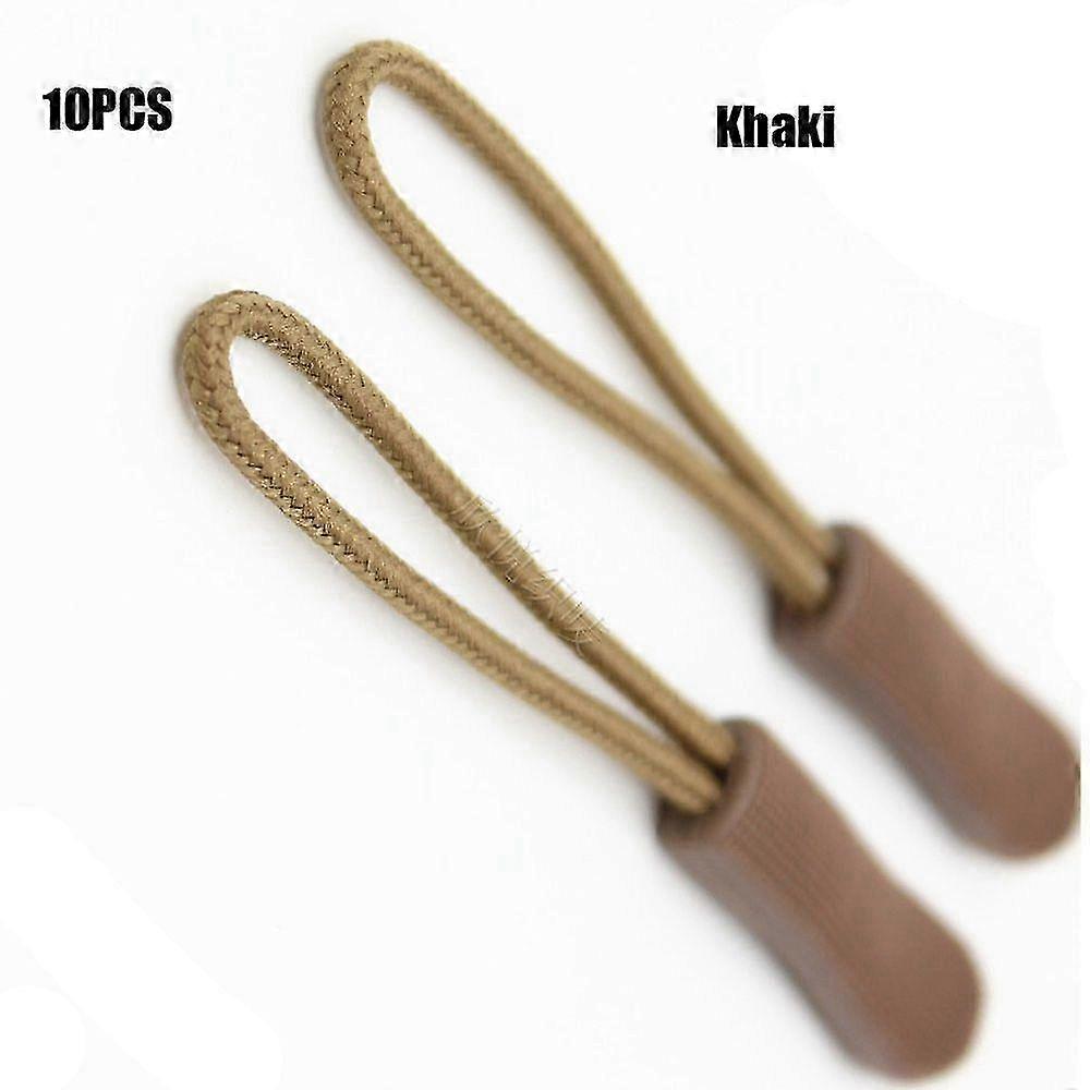Tent Backpack Travel Clothing Zipper Pull Ends Zips Cord Rope Pullers Zip Puller Replacement10pcskhaki