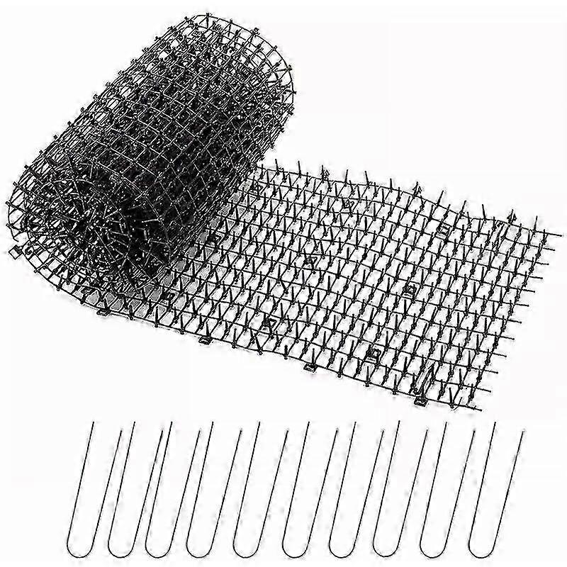 Garden Cat Mat with Spikes 200281.8 CM with 10 Metal Stakes, Black
