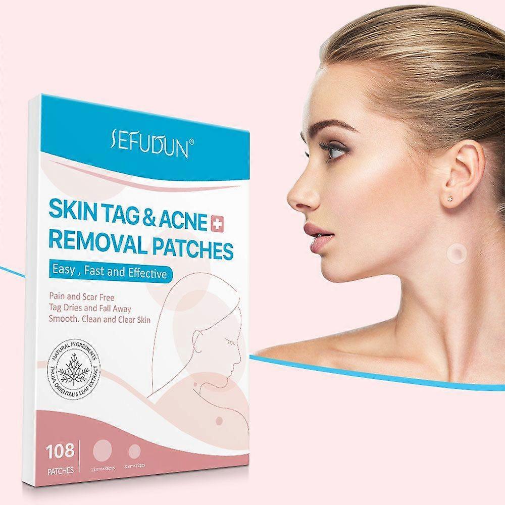 Sefudun 108PCS Skin Tag Remover Patches Acne Blemish Remover Pimple Absorbing Cover Anti-Infection Invisible Hydrocolloid Treatment Skin Care