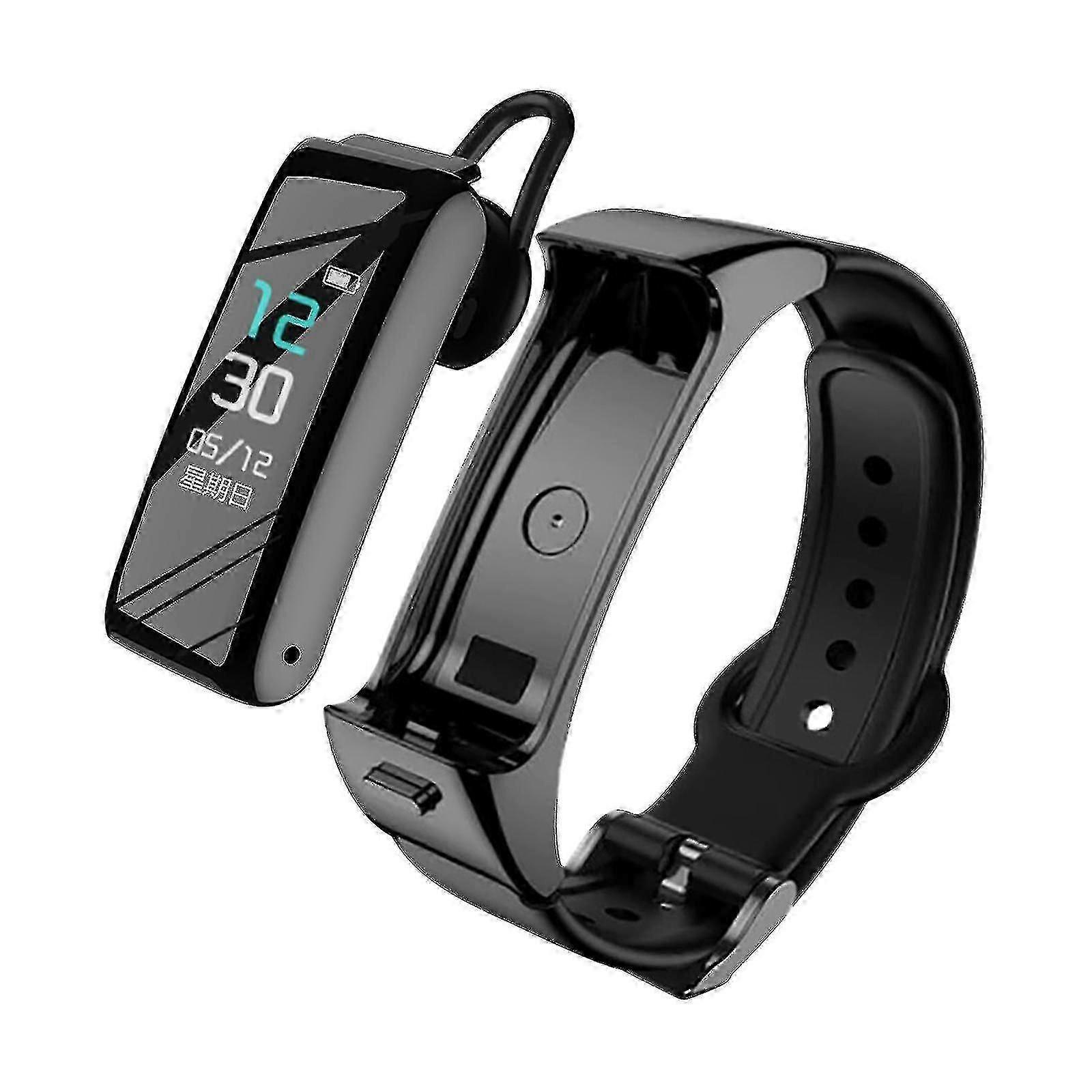 B6 スマートブレスレット Bluetooth ヘッドセット 2-in-1 心拍計 メンズ・レディース スポーツウォッチ 歩数計