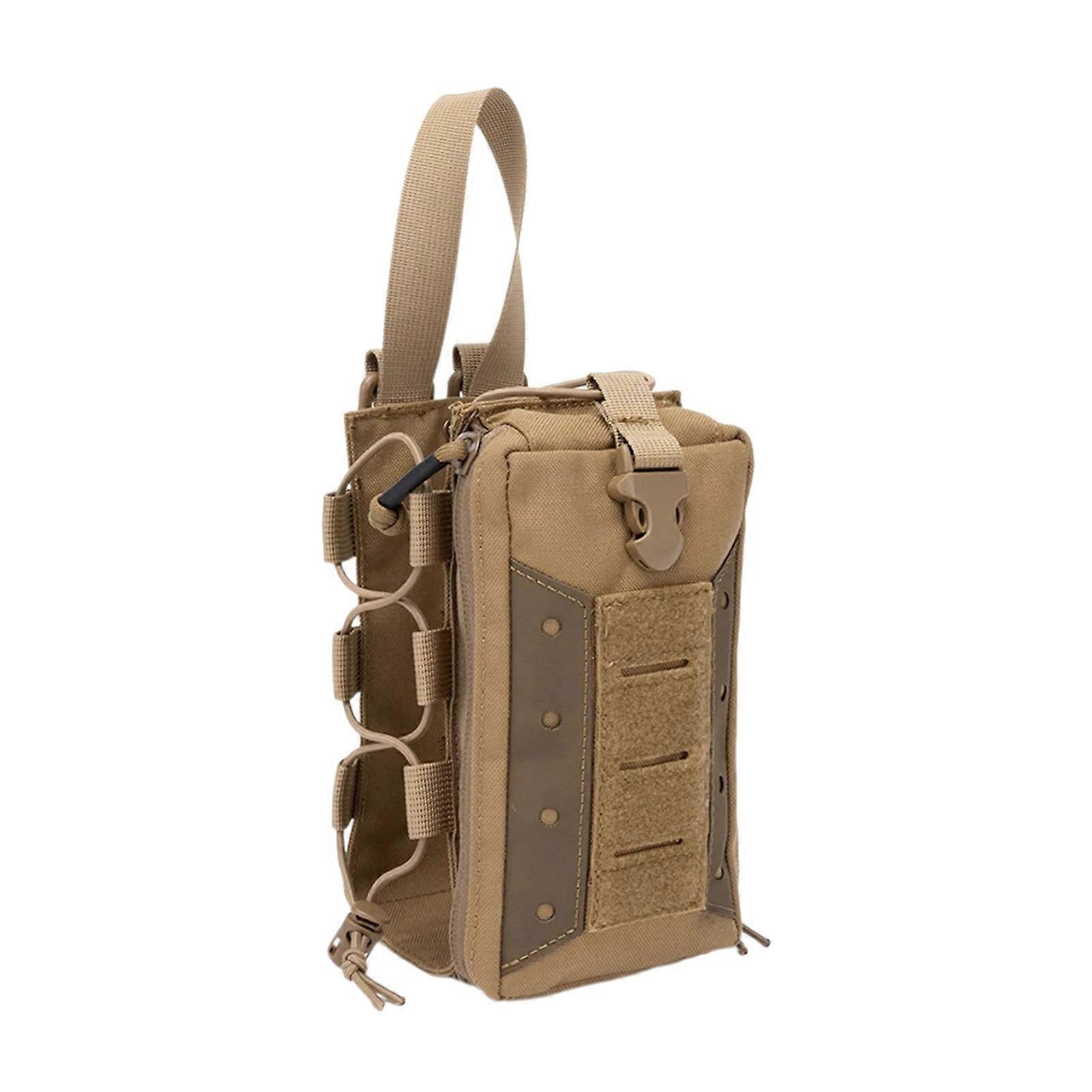 安全なゴムバンド付き屋外ケトルキャリーバッグ人間工学に基づいたハンドルバックパッキング登山用金属製ハードウェアブラウン