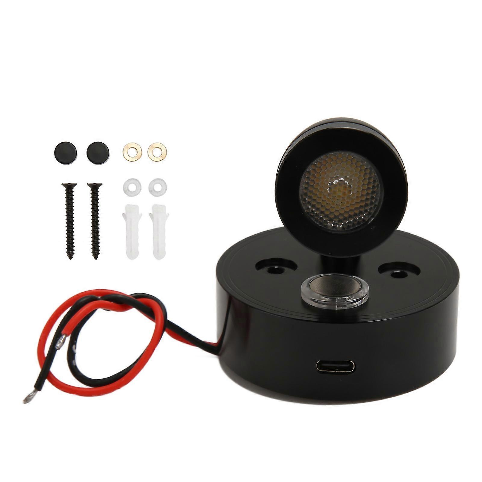RV Interior Lights RV Dimmable Reading Light with USB Charging Port for Camping Vehicle Cabin Trailer DC 12‑24V RV235 Tricolor