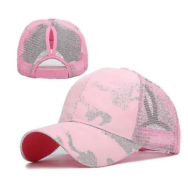 Hats Ponytail Baseball Cap Women Distressed Washed Cotton Trucker M...