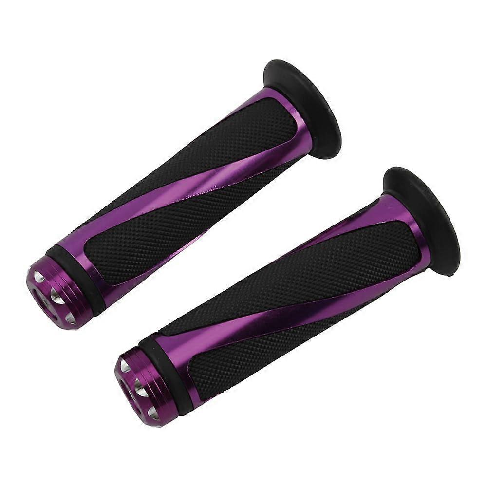 7/8" CNC Handlebar Rubber Grips for 22mm Throttle, Aluminum Compatible with Motorcycles, Scooters, ATVs, Dirt Bikes, Purple