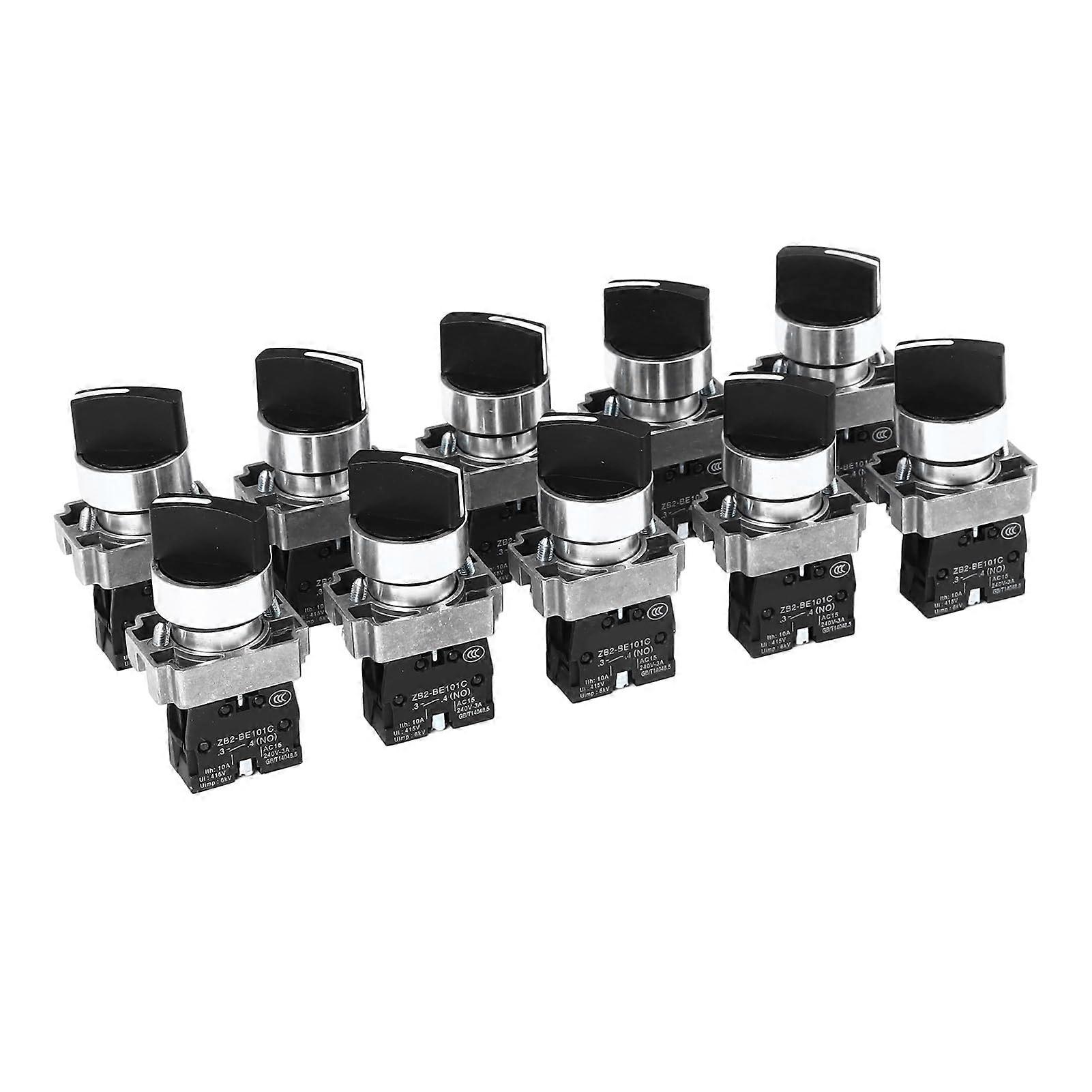 Knob Switch Self Locking 2 Position Selector Switch 10 Pieces for Industrial Machine Control Equipment