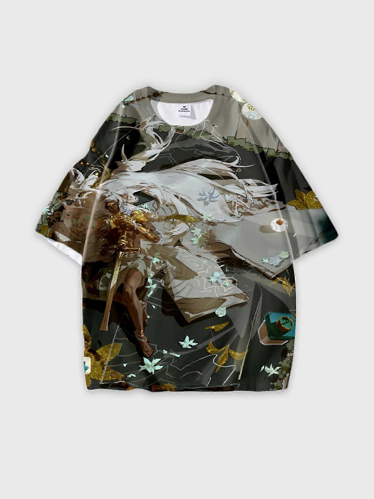 T-Shirt Round Neck, Loose Short Sleeve Sultan’s Game Graphic Tee, Unisex Summer Casual Top V1541