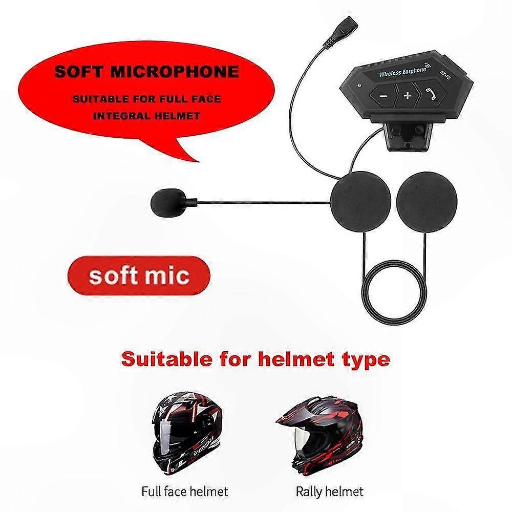 Bluetooth Motorcycle Helmet Headset with Microphone and Music Sharing Feature Noise Cancelling Hands-Free Earphone for Biking