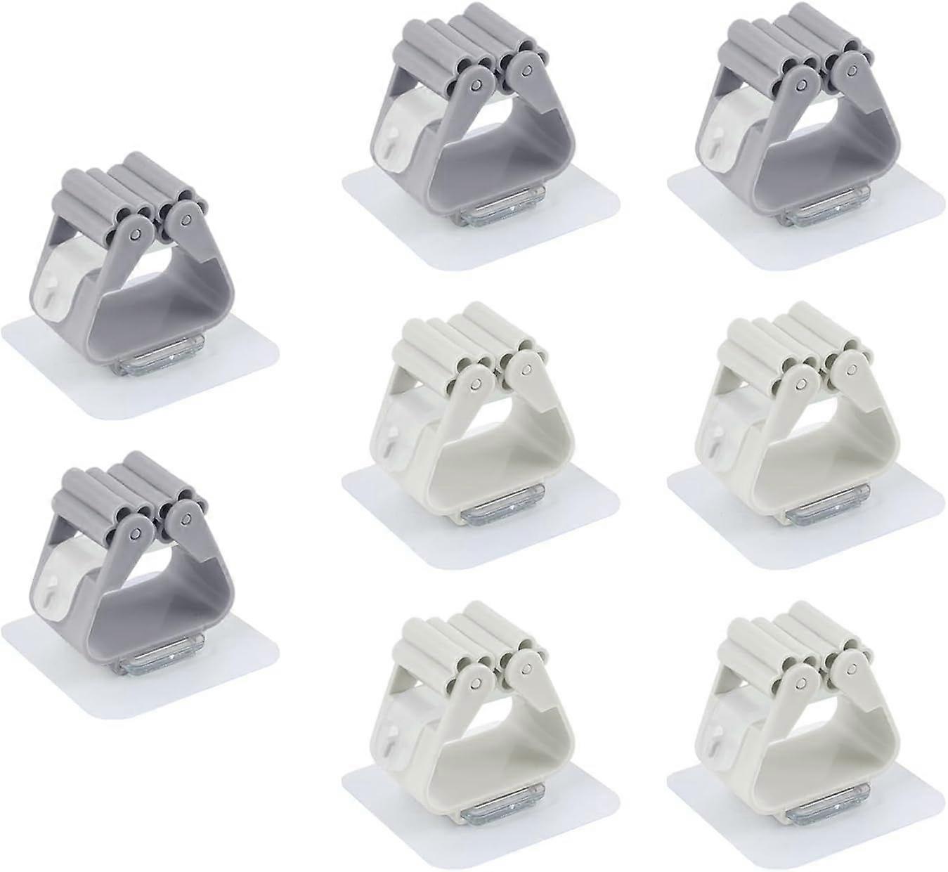 8pcs Self-adhesive Mop Hooks, Multifunctional Punch-free Storage Clips, Item Fixing Tools, Suitable for Kitchens and Bathrooms