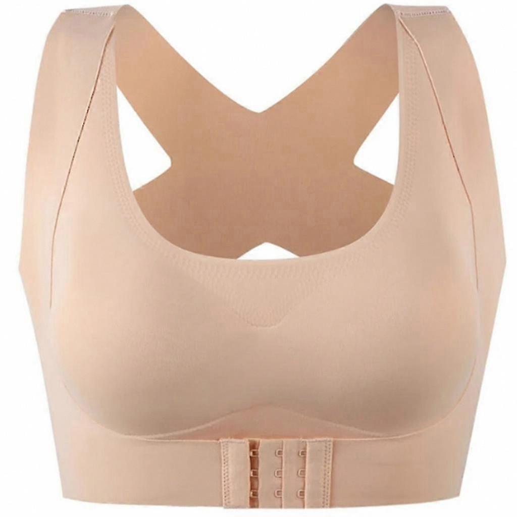 Women's Seamless 2-in-1 Bralette with Front Buckle and Criss-Cross Back Design for Posture Support Black Large