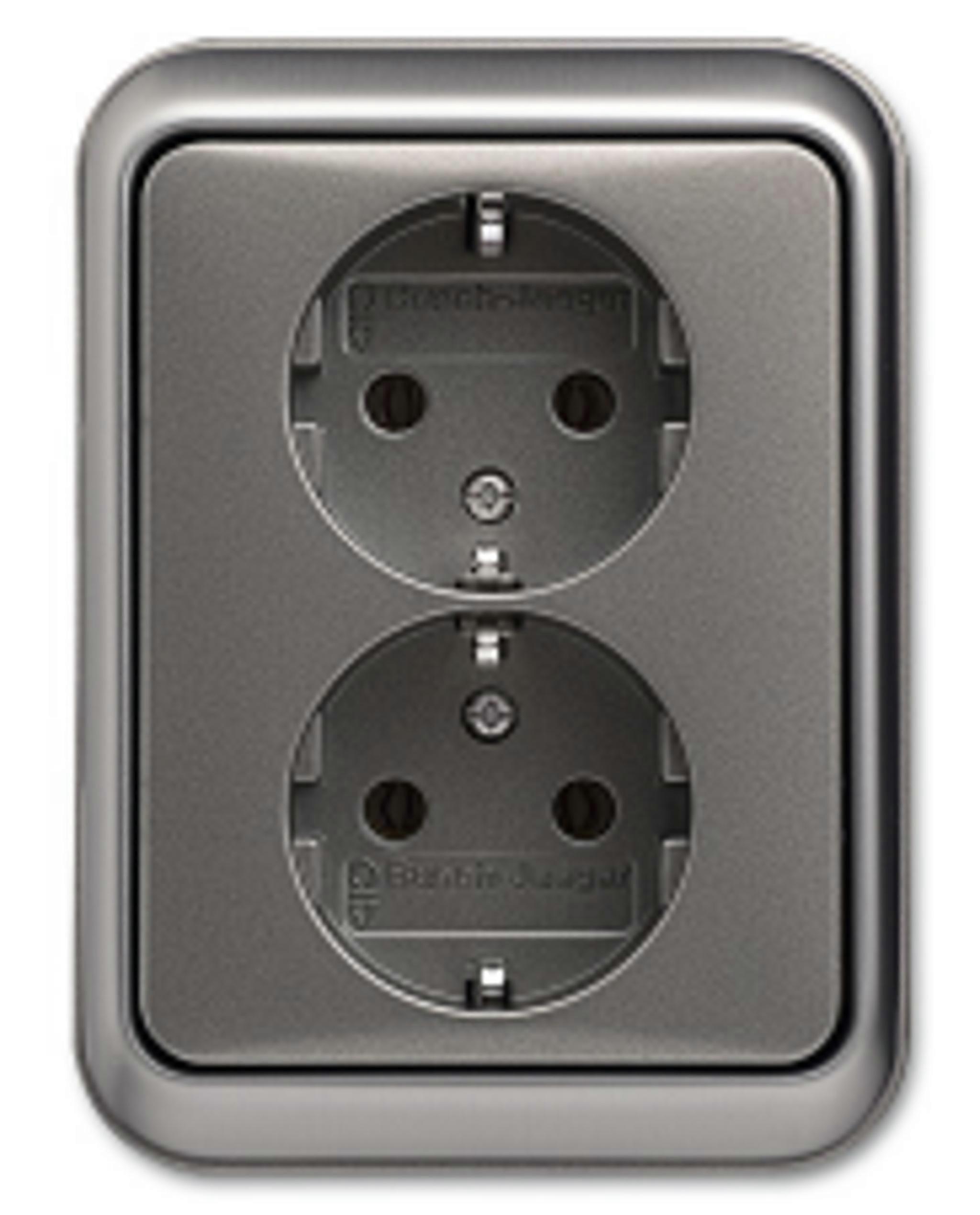 Dubbele SCHUKO-fitting Busch-Jaeger 20-02 EUJ-20 Platinum