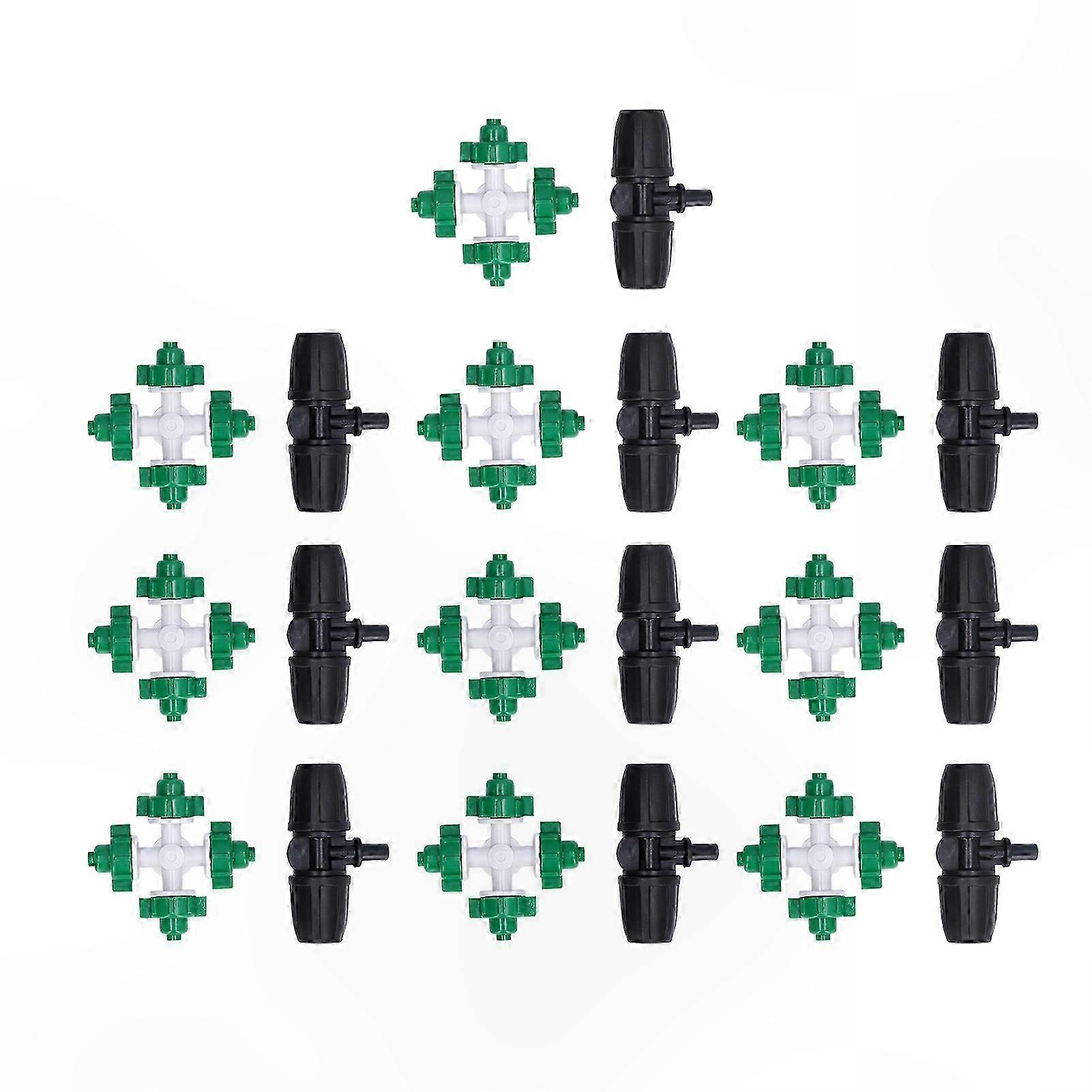 Plastic Misting Nozzle Kit - 10 Sets Atomizing Cross Sprayer Accessories for Irrigation Systems