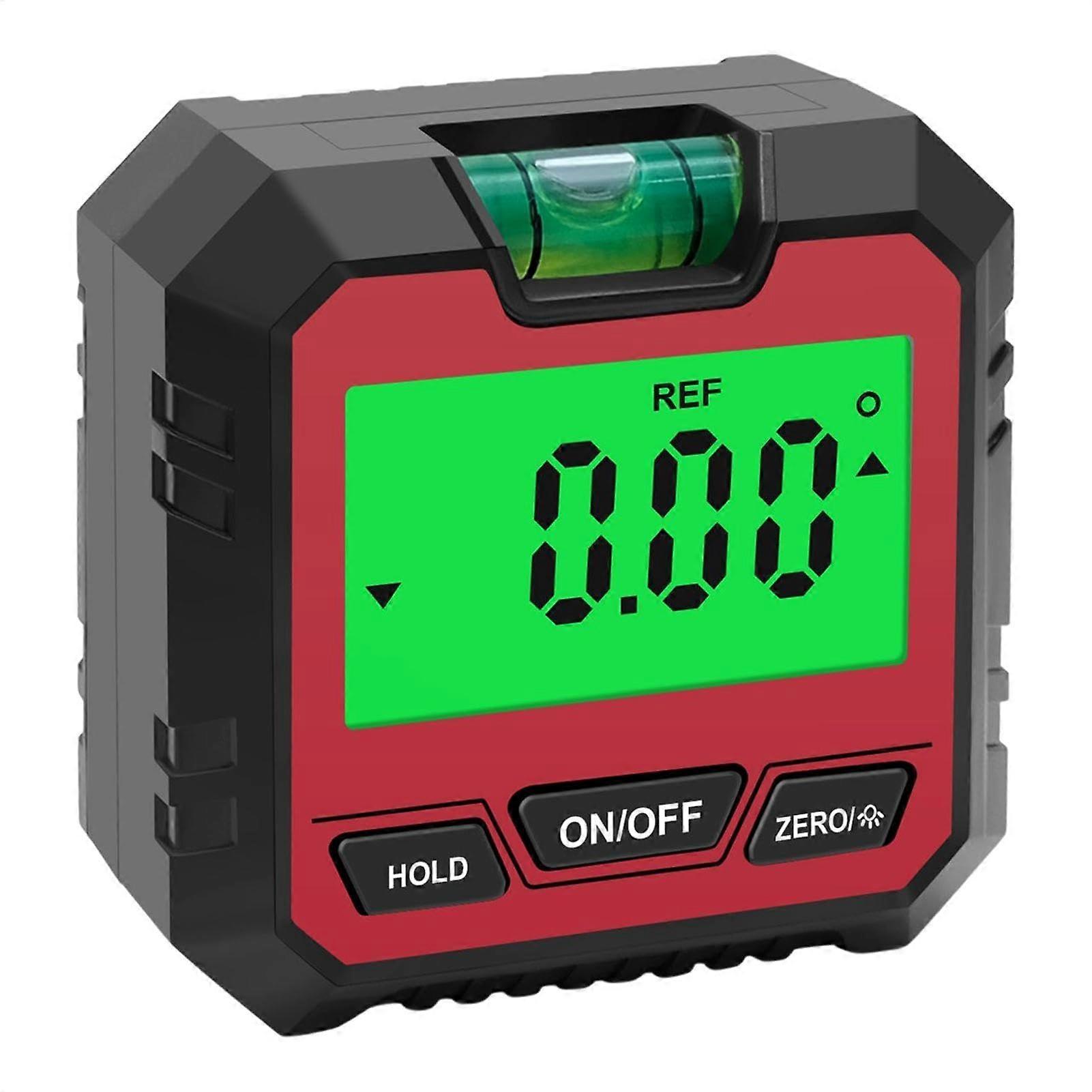 Digital Angle Gauge With Magnetic Base, Inclinometer And Angle Finder, For Woodworking And Construction Machinery, Red