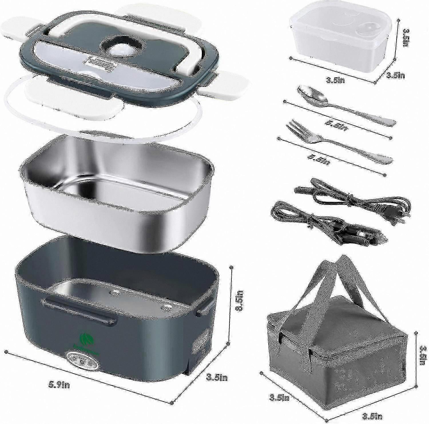 Portable Electric Lunch Box with 3-in-1 Heating Function, 220V & 12V/24V Compatibility for Office and Vehicle Use