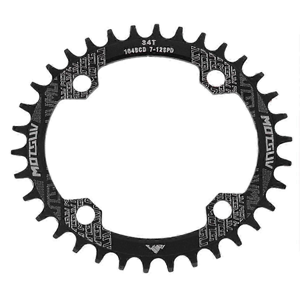 104BCD ضيق عريض 34T سلسلة الدراجة البيضاوية مع قرص حلقة النجمة لقطع غيار ركوب الدراجات مجموعة باللون الأسود