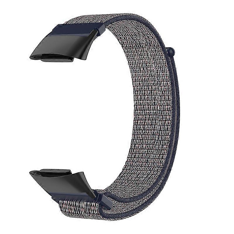 Elastic Nylon Watch Band Adjustable Hook and Loop Strap for Fitbit Charge 6/5 - Dark Blue