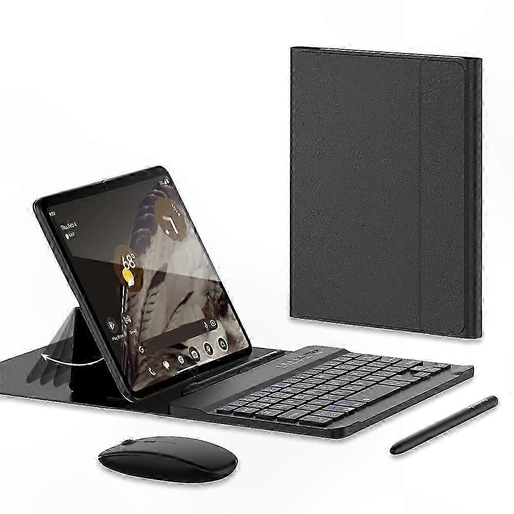 Bluetooth Keyboard with Pen, Mouse, and Leather Case for Foldable Devices