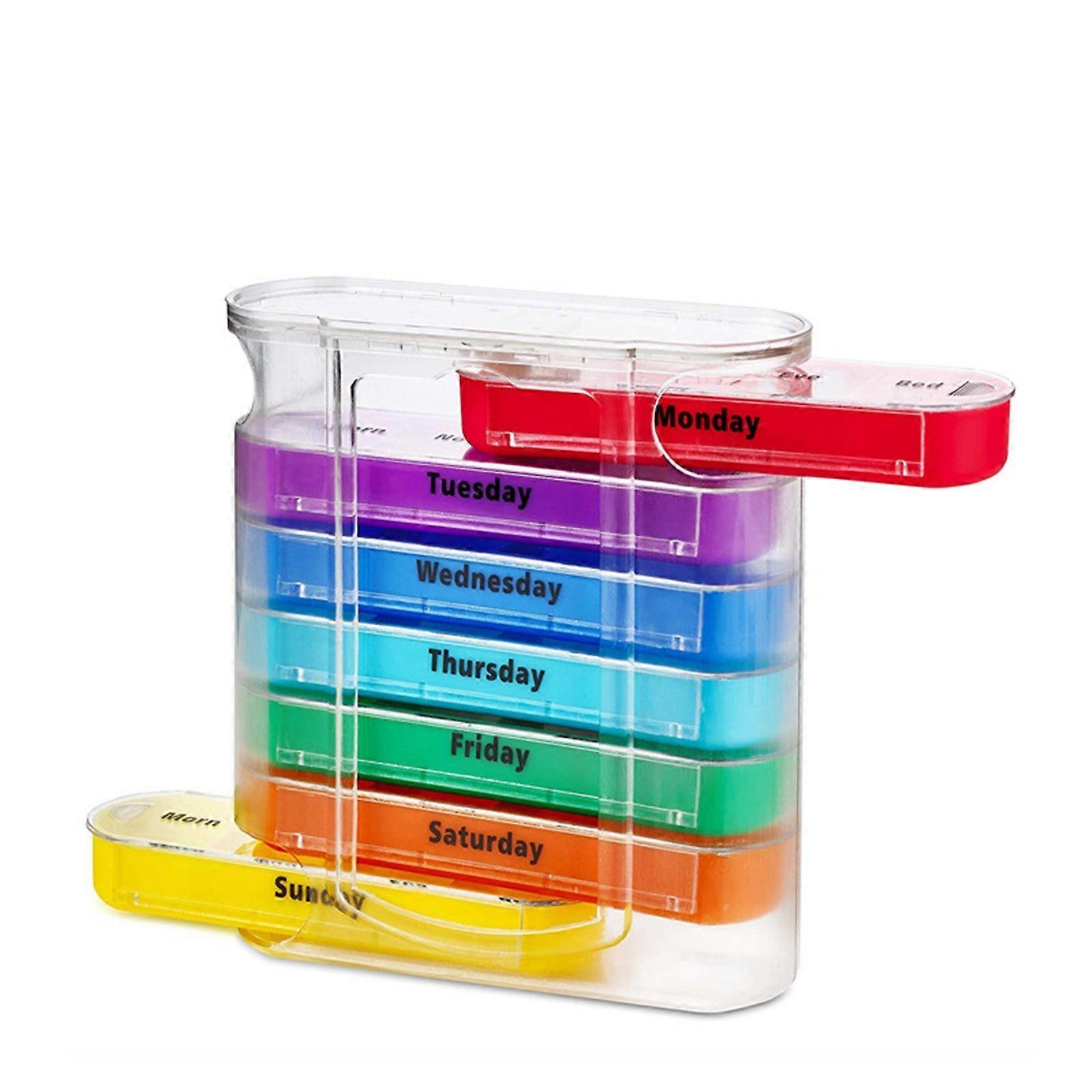 7 Days Week Pill Box Moisture-proof Lightweight Portable Pills Storage Drawer Type 28 Grids Medicine