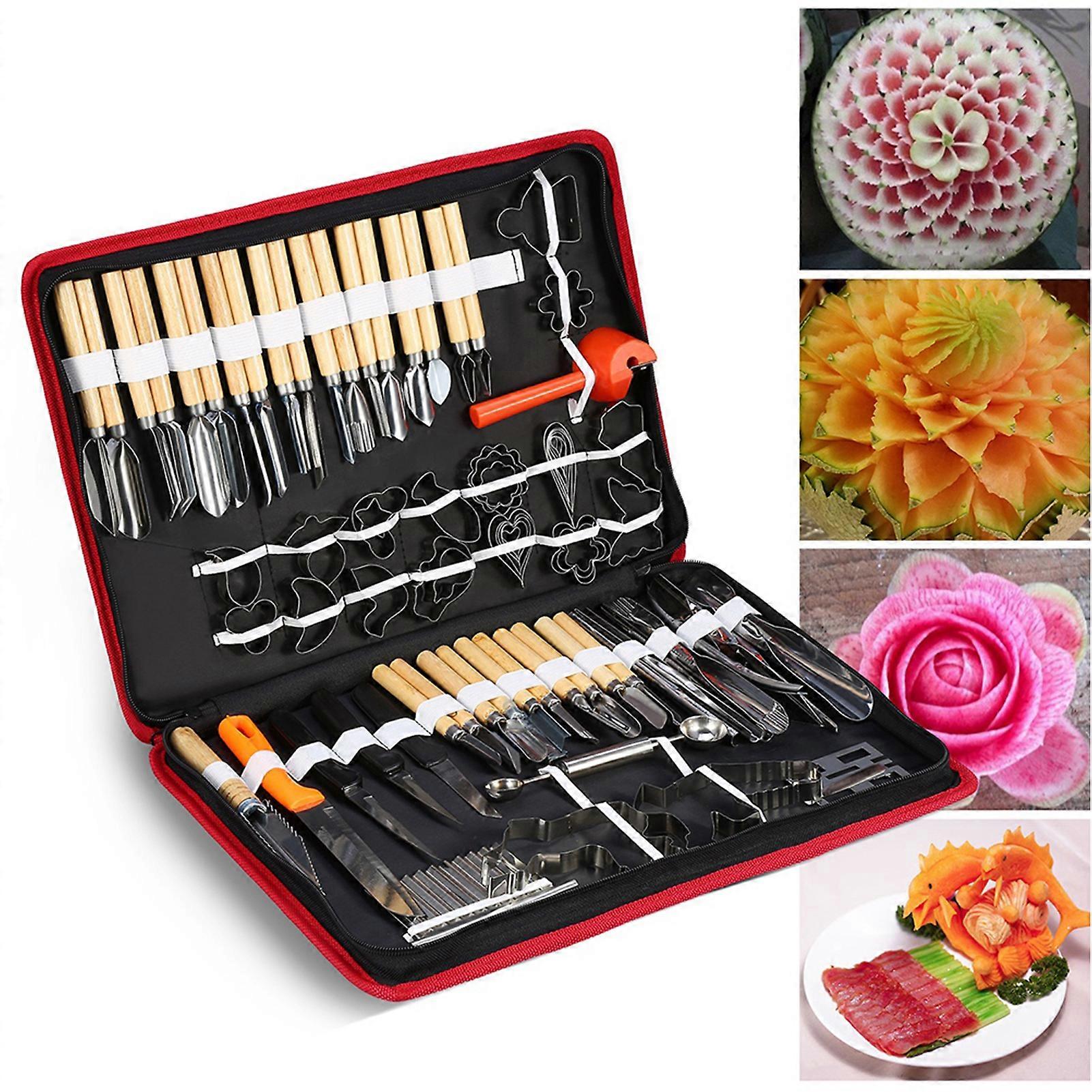 80PCS Culinary Carving Tools Set for Fruit Vegetable Cutting 40x30cm