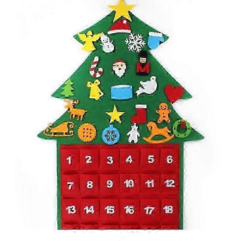 Felt Christmas Tree Detachable Ornaments For Toddlers Kids Boys Girls Birthday Holiday Diytoys Gifts Door Wall Hanging