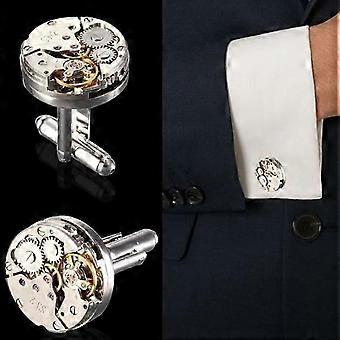 Cufflinks Cufflinks Mechanism Watch Metal Steampunk Silver Men