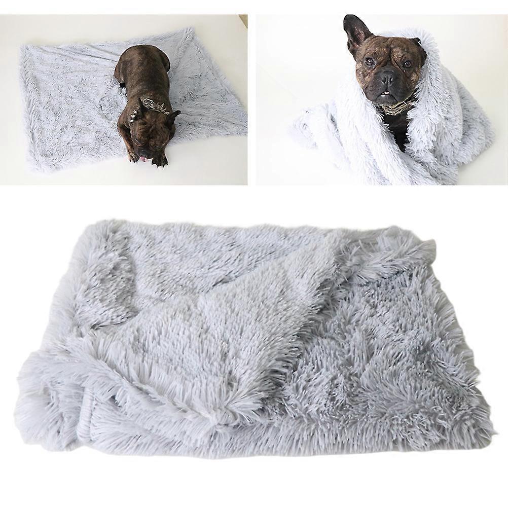 Pet Plush Mat Plush Pet Mat for Cozy Use 1 Piece Light Grey Double Layer