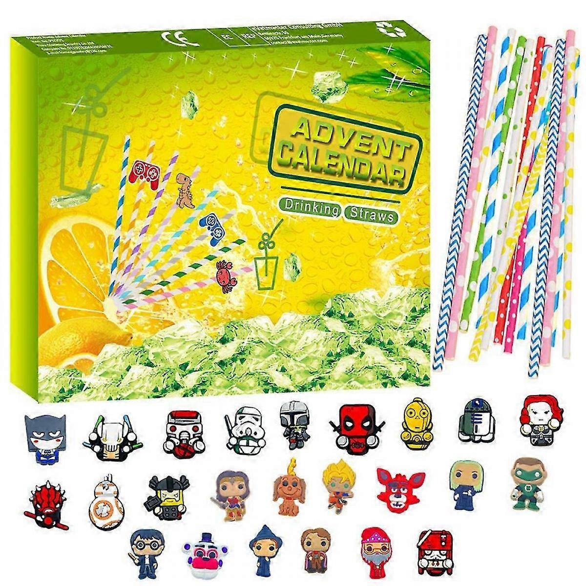 Christmas Advent Calendar Drinking Straw Decoration,24 Days Xmas Countdown Calendar Ornament