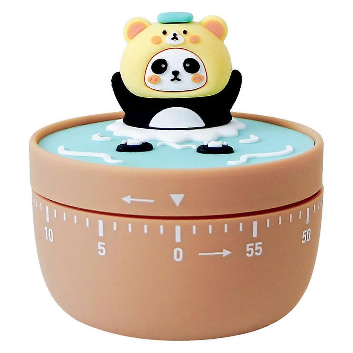 60 Min. Mechanical Kitchen Timer Panda Bathroom Manual Timer Brown