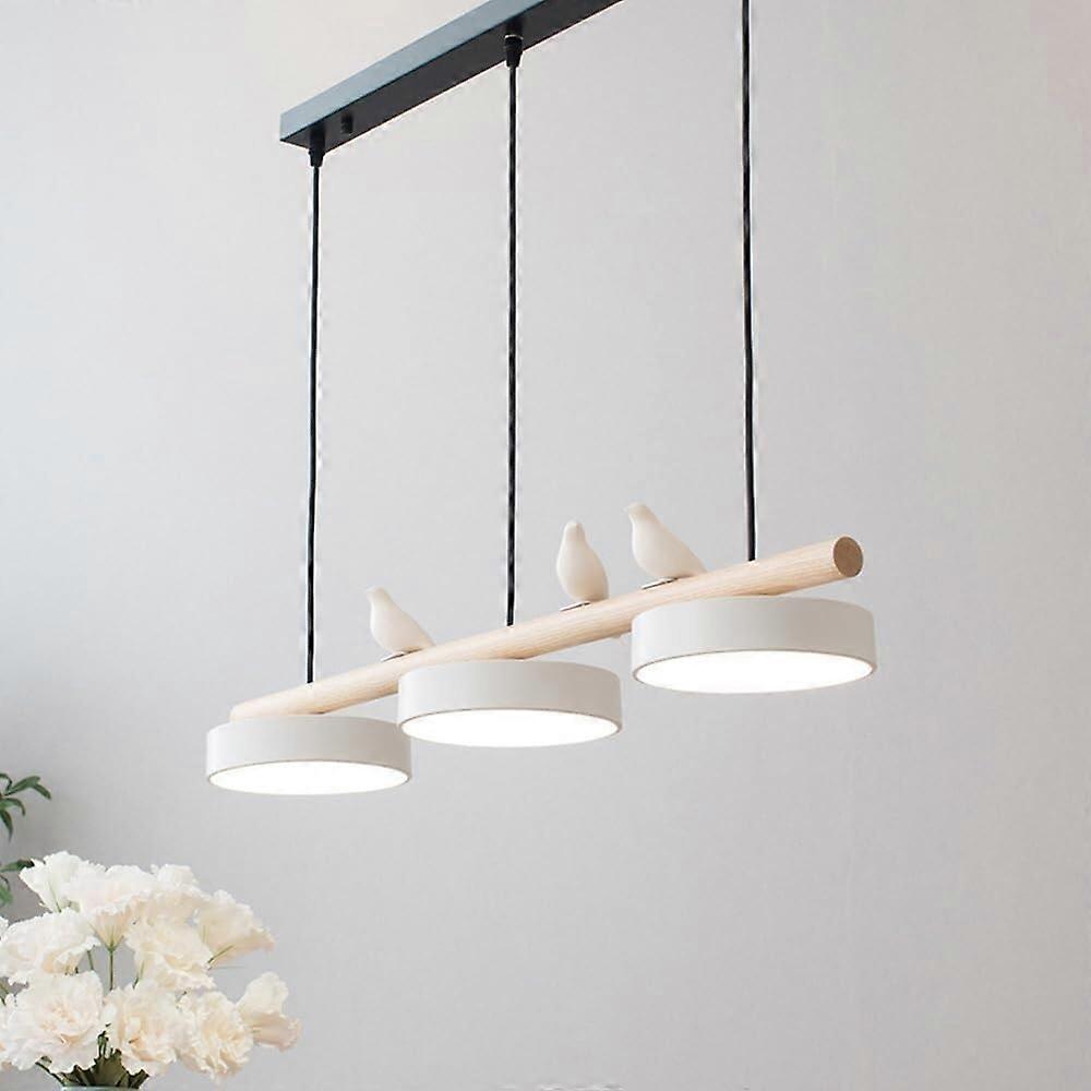 3 Light Modern LED Linear Pendant Light Dimmable Long Strip For Dining Room Table White Wood T256 Nordic Farmhouse